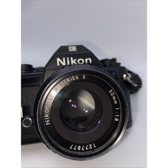 NIKON EM 35mm SLR Film Camera Series E 50mm 1:1.8 Lens Case Strap Untested - Picture 3 of 16
